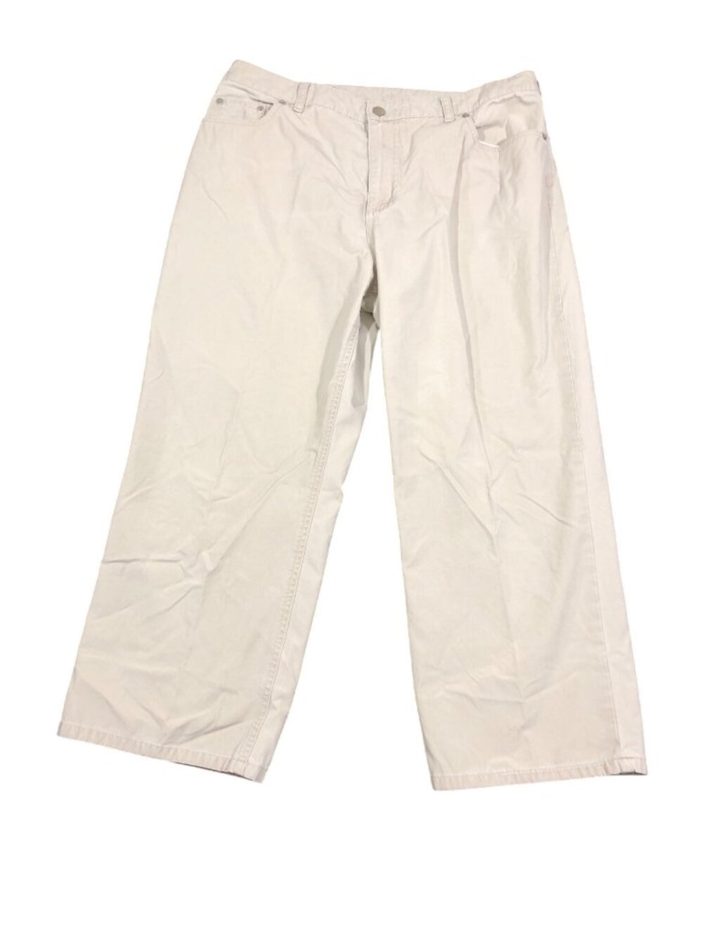 Lands End Khakis Cropped Pants Womens 12 Beige Tan Cotton Blend Pants